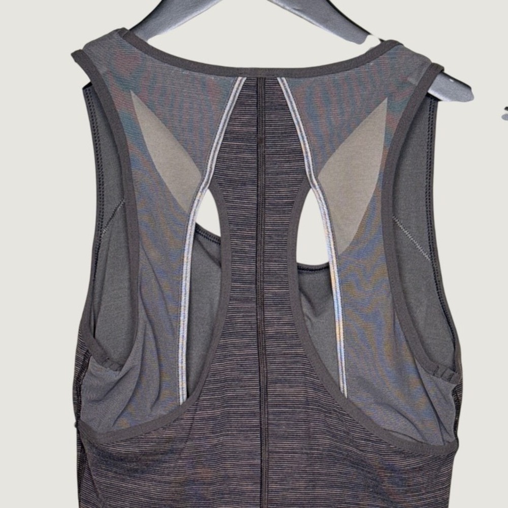 Lululemon Heathered Charcoal Grey Racerback Midi Dress with Shelf Bra Size 6 - Picture 7 of 8